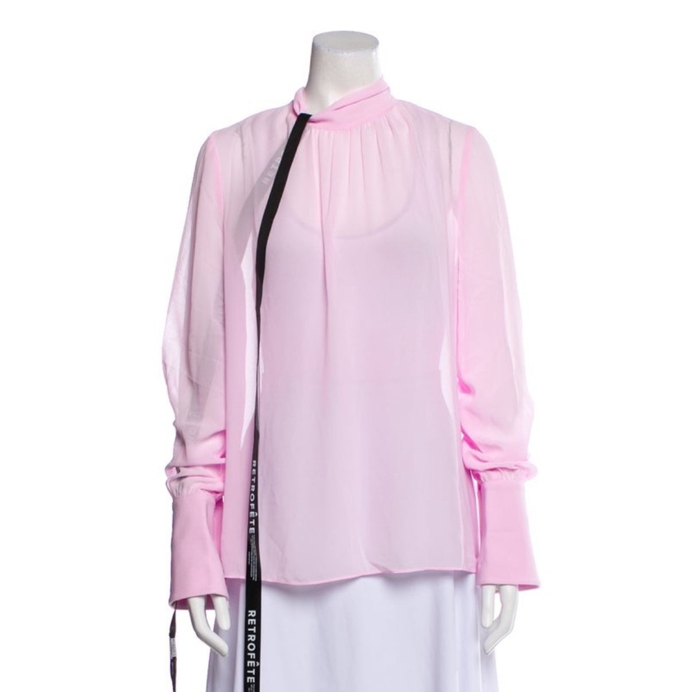 Retrofete Pink Blouse with Black Accent